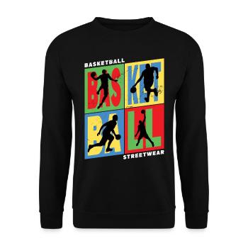 Basketball Basketballspieler Spieler Vintage Retro - Unisex Pullover - Schwarz - Vorne - Alina (178cm) & Michal (187cm)