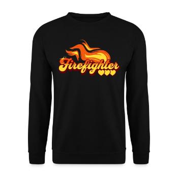 Motif Flamme Cadeau Pompier - Sweat-shirt Unisexe - noir - Devant - Alina (178cm) & Michal (187cm)
