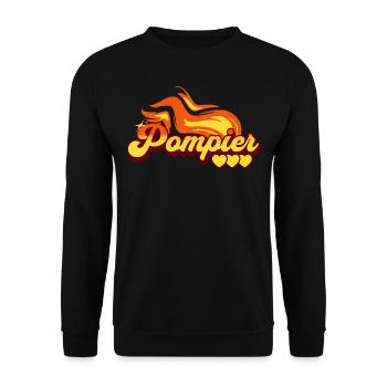 Motif Flamme Cadeau Pompier - Sweat-shirt Unisexe - noir - Devant - Alina (178cm) & Michal (187cm)