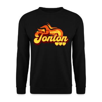 Motif Flamme Cadeau Tonton Oncle - Sweat-shirt Unisexe - noir - Devant - Alina (178cm) & Michal (187cm)