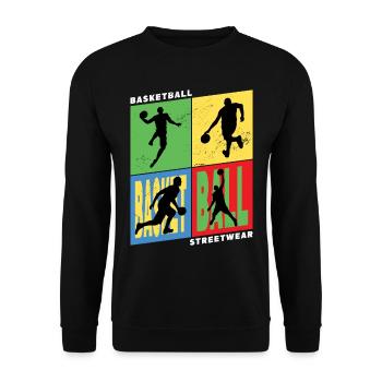 Basketball Basketballspieler Spieler Vintage Retro - Unisex Pullover - Schwarz - Vorne - Alina (178cm) & Michal (187cm)