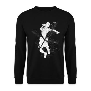 Badminton Badminton Sport Player Splash Grunge - Sweat-shirt Unisexe - noir - Devant - Alina (178cm) & Michal (187cm)