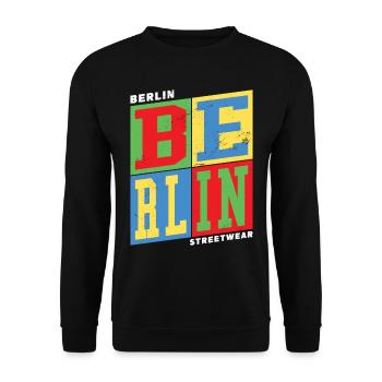Berlin Germany City Colorful Skyline Home - Unisex Sweatshirt - black - Front - Alina (178cm) & Michal (187cm)