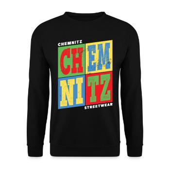 Chemnitz Germany City Colorful Skyline Home - Unisex Sweatshirt - black - Front - Alina (178cm) & Michal (187cm)
