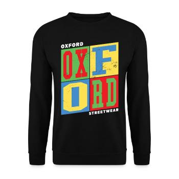 Oxford England UK Stadt Bunt Skyline Heimat - Unisex Pullover - Schwarz - Vorne - Alina (178cm) & Michal (187cm)