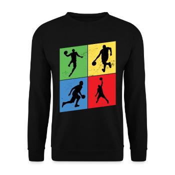 Basketball Basketballspieler Spieler Vintage Retro - Unisex Pullover - Schwarz - Vorne - Alina (178cm) & Michal (187cm)