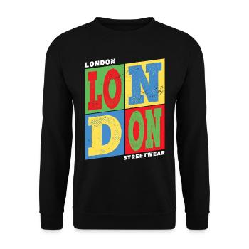 London England UK Stadt Bunt Skyline Heimat - Unisex Pullover - Schwarz - Vorne - Alina (178cm) & Michal (187cm)