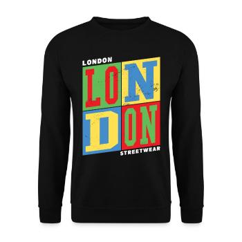 London England UK Stadt Bunt Skyline Heimat - Unisex Pullover - Schwarz - Vorne - Alina (178cm) & Michal (187cm)