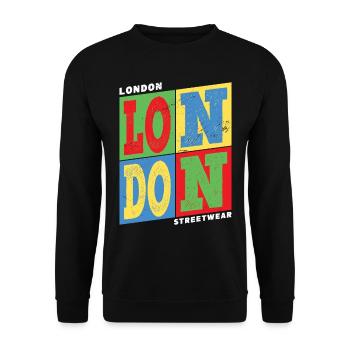 London England UK Stadt Bunt Skyline Heimat - Unisex Pullover - Schwarz - Vorne - Alina (178cm) & Michal (187cm)