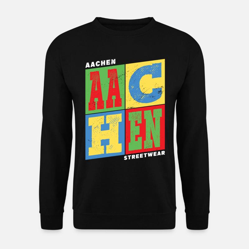 Aachen Deutschland Stadt Bunt Skyline Heimat - Unisex Pullover - Schwarz