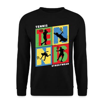 Tennis Tennis Player Vintage Retro Colorful - Unisex Sweatshirt - black - Front - Alina (178cm) & Michal (187cm)