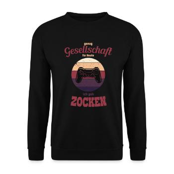 Gaming Merchandise | Zocker Geschenke für Gamer - Unisex Pullover - Schwarz - Vorne - Alina (178cm) & Michal (187cm)