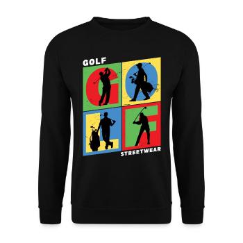 Golf Golf Golfer Sport Hobby Club Vintage - Sweat-shirt Unisexe - noir - Devant - Alina (178cm) & Michal (187cm)