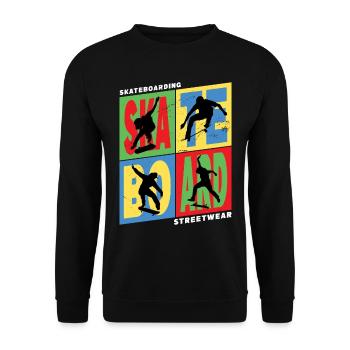 Skateboarding Skate Skater Skateboard Sk8 Vintage - Unisex Pullover - Schwarz - Vorne - Alina (178cm) & Michal (187cm)