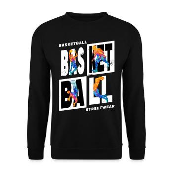 Basketball Basketballspieler Spieler Vintage Bunt - Unisex Pullover - Schwarz - Vorne - Alina (178cm) & Michal (187cm)