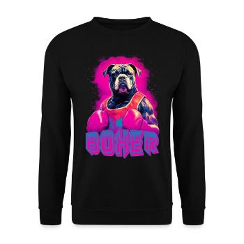 Boxer Dog With Boxing Gloves - Unisex Sweatshirt - black - Front - Alina (178cm) & Michal (187cm)