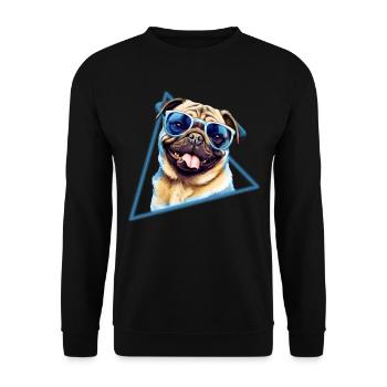 Pug Dog With Sunglasses - Unisex Sweatshirt - black - Front - Alina (178cm) & Michal (187cm)