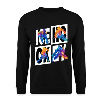 Eishockey Spieler Sport Fan Team Verein Bunt - Unisex Pullover - Schwarz - Vorne - Alina (178cm) & Michal (187cm)