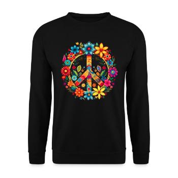 Paix et fleur signe hippie amoureux beau mignon - Sweat-shirt Unisexe - noir - Devant - Alina (178cm) & Michal (187cm)