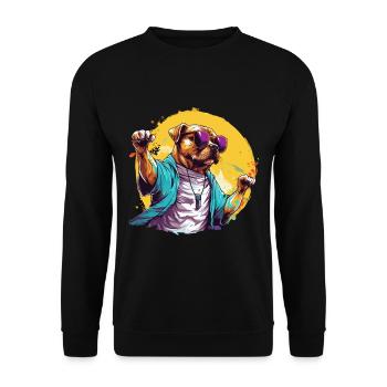 Dabbing dog with sunglasses - Unisex Pullover - Schwarz - Vorne - Alina (178cm) & Michal (187cm)