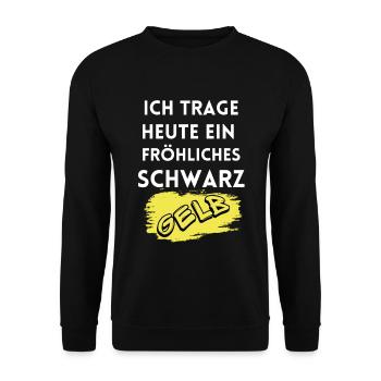 I'm wearing a cheerful black and yellow Dortmund - Unisex Sweatshirt - black - Front - Alina (178cm) & Michal (187cm)