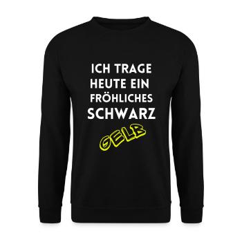 I'm wearing a cheerful black and yellow Dortmund - Unisex Sweatshirt - black - Front - Alina (178cm) & Michal (187cm)