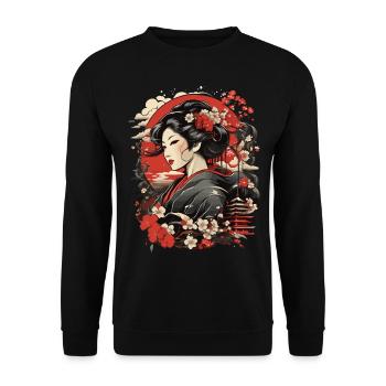Femme dans un paysage de montagne japonais - Sweat-shirt Unisexe - noir - Devant - Alina (178cm) & Michal (187cm)