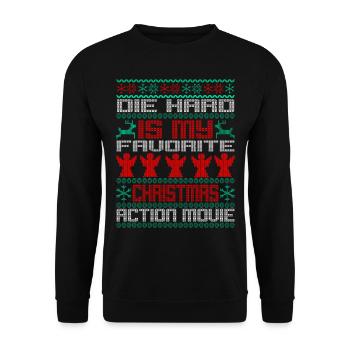 Ugly Christmas Die Hard est mon film Xmax préféré - Sweat-shirt Unisexe - noir - Devant - Alina (178cm) & Michal (187cm)