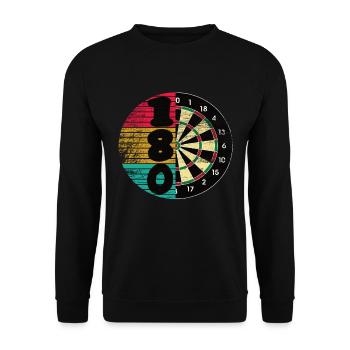 Retro Dartscheibe Dartboard 180 für Dartspieler Da - Unisex Pullover - Schwarz - Vorne - Alina (178cm) & Michal (187cm)