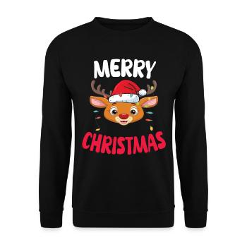 Drôle Renne Noël Famille Joyeux Noël - Sweat-shirt Unisexe - noir - Devant - Alina (178cm) & Michal (187cm)