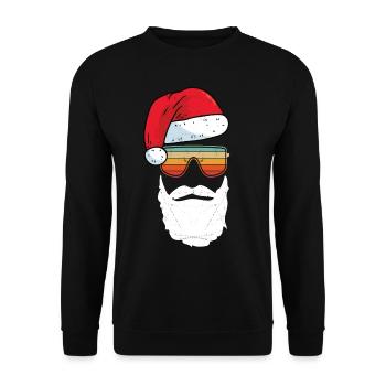 Santa Face Retro Sunglasses Christmas Xmas - Unisex Pullover - Schwarz - Vorne - Alina (178cm) & Michal (187cm)