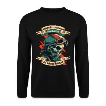 Alter Mann Motorrad Motorradfahrer Biker - Unisex Pullover - Schwarz - Vorne - Alina (178cm) & Michal (187cm)