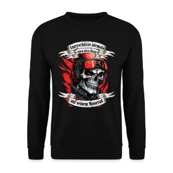 Alter Mann Motorrad Motorradfahrer Biker - Unisex Pullover - Schwarz - Vorne - Alina (178cm) & Michal (187cm)