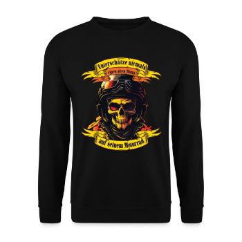 Alter Mann Motorrad Motorradfahrer Biker - Unisex Pullover - Schwarz - Vorne - Alina (178cm) & Michal (187cm)