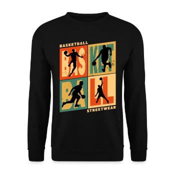 Basket-ball Basket-ball joueur Fan Vintage rétro - Sweat-shirt Unisexe - noir - Devant - Alina (178cm) & Michal (187cm)