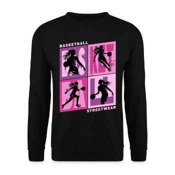 Basket-ball Femme Basketteur Joueur de basket-ball - Sweat-shirt Unisexe - noir - Devant - Alina (178cm) & Michal (187cm)