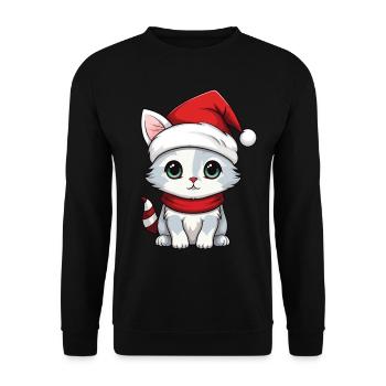 Cat Christmas Christmas Cat Cute Merry Catmas - Unisex Sweatshirt - black - Front - Alina (178cm) & Michal (187cm)