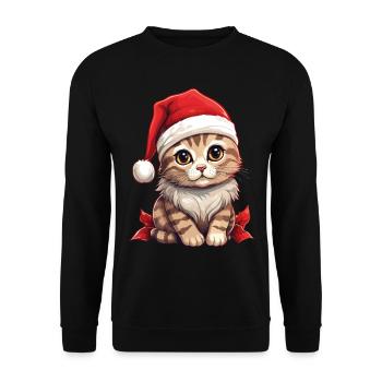 Cat Christmas Christmas Cat Cute Merry Catmas - Unisex Sweatshirt - black - Front - Alina (178cm) & Michal (187cm)