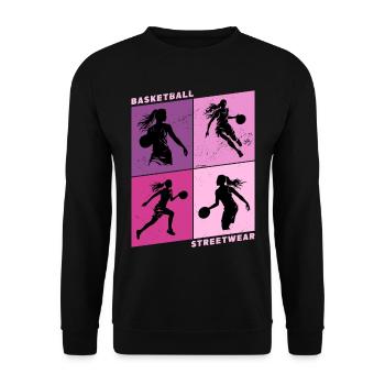 Basket-ball Femme Basketteur Joueur de basket-ball - Sweat-shirt Unisexe - noir - Devant - Alina (178cm) & Michal (187cm)