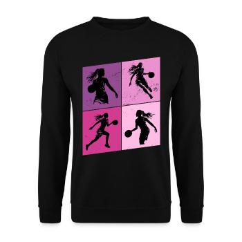 Basket-ball Femme Basketteur Joueur de basket-ball - Sweat-shirt Unisexe - noir - Devant - Alina (178cm) & Michal (187cm)