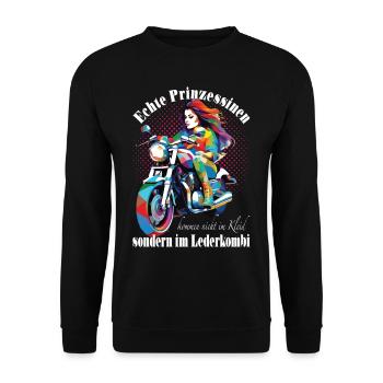 Frau Girl Power Motorrad Bikerin - Unisex Pullover - Schwarz - Vorne - Alina (178cm) & Michal (187cm)
