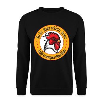 lustiger Spruch Hahn Gockel Hühner Züchter - Unisex Pullover - Schwarz - Vorne - Alina (178cm) & Michal (187cm)