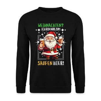 Weihnachtsmann Bier Saufen Alkohol Weihnachten - Unisex Pullover - Schwarz - Vorne - Alina (178cm) & Michal (187cm)