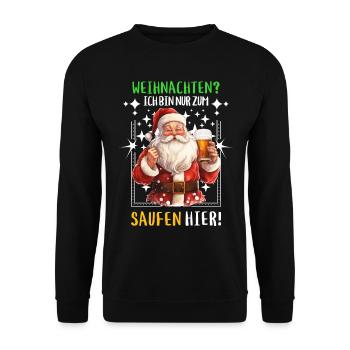 Weihnachtsmann Bier Saufen Alkohol Weihnachten - Unisex Pullover - Schwarz - Vorne - Alina (178cm) & Michal (187cm)