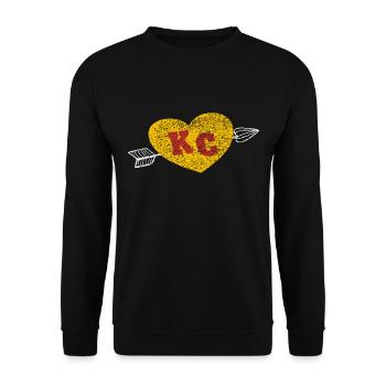 KC Red & Yellow Heart & Arrow KC Kansas City 2 Let - Unisex Sweatshirt - black - Front - Alina (178cm) & Michal (187cm)