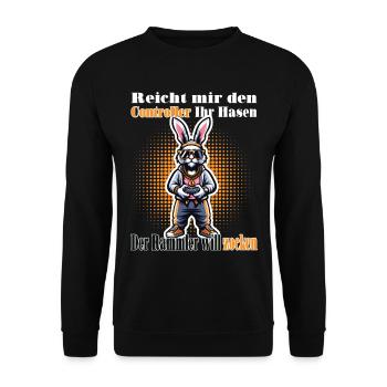 Reicht mit den Controller Hase zocken - Unisex Pullover - Schwarz - Vorne - Alina (178cm) & Michal (187cm)