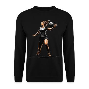Handballerin Streetwear Ikonischer Style - Unisex Pullover - Schwarz - Vorne - Alina (178cm) & Michal (187cm)