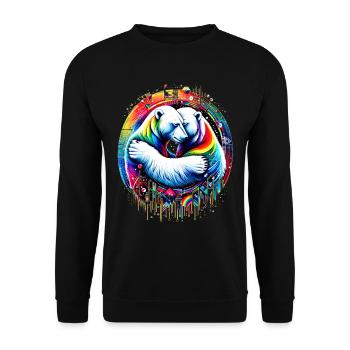 Umarmung im Farbenspiel - Embrace in Colors - Unisex Pullover - Schwarz - Vorne - Alina (178cm) & Michal (187cm)