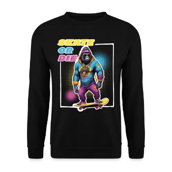 Gorille patineur avec lunettes de soleil et dicton - Sweat-shirt Unisexe - noir - Devant - Alina (178cm) & Michal (187cm)