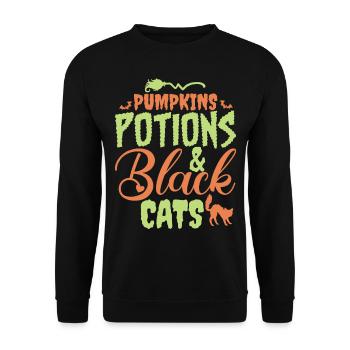 Halloween - Cats and Potions - Unisex Sweatshirt - black - Front - Alina (178cm) & Michal (187cm)